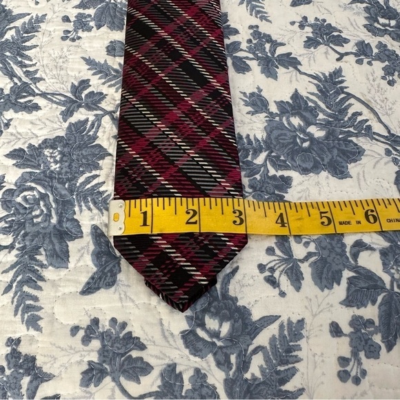 Michelsons Seven Fold Tie Red Black Gray Plaid Silk 58” x 3” Preppy Academic - Picture 11 of 11